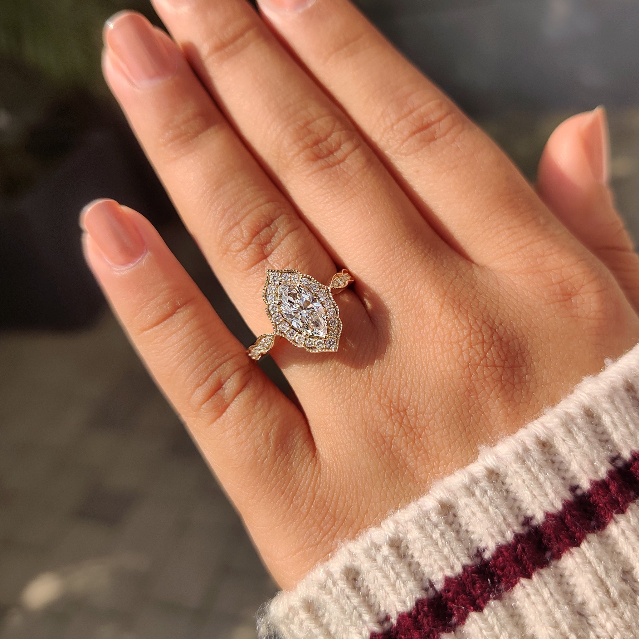 Cushion Hidden Halo Lab Grown Diamond Engagement Ring